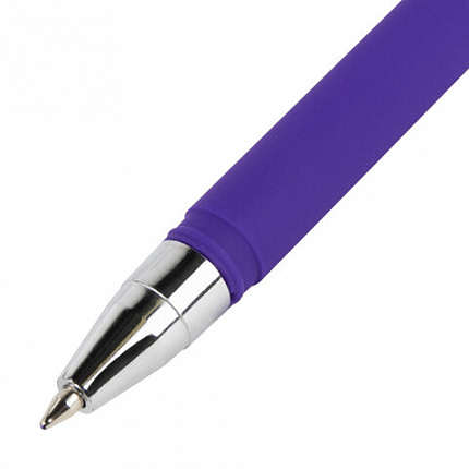 Ручка шариковая BRAUBERG SOFT TOUCH STICK "NEON", СИНЯЯ, мягкое покрытие, корпус ассорти, узел 0,7 мм, 143697