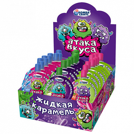 Конфета-гель АТАКА ВКУСА кислая, ассорти вкусов, БОМБАСВИТС, 20 г, 624606
