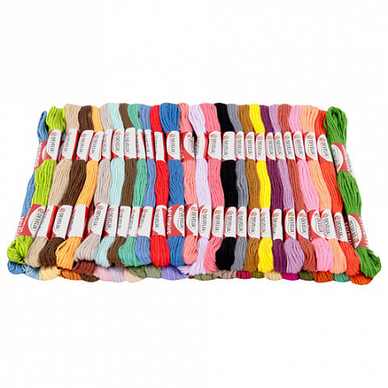 Нитки для вышивания (мулине), набор 50 цветов, 8 м, полиэфир, DEVELIA (Девелиа), 665431