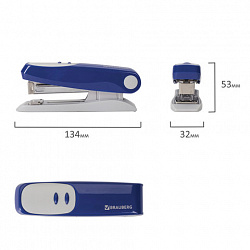Степлер №24/6, 26/6 BRAUBERG "Germanium", до 20 листов, синий, ГАРАНТИЯ 5 ЛЕТ, 226577