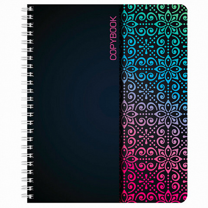 Тетрадь А5, 48 л., BRAUBERG, гребень, клетка, обложка картон, АБСТРАКЦИЯ, 403053