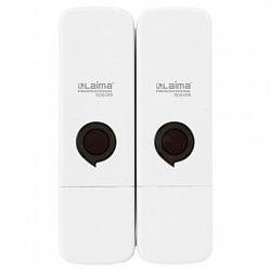 Дозатор двойной 2 х 0,3 л для жидкого мыла/шампуня/геля LAIMA PREMIUM, НАЛИВНОЙ, белый, ABS-пластик, 609499