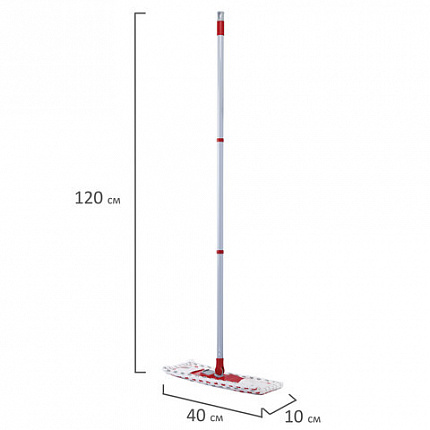 Швабра с флаундером 40 см, составной черенок 120 см, МОП микрофибра/абразив + МОП СИНЕЛЬ, PERKLIN (ПЕРКЛИН), 700987