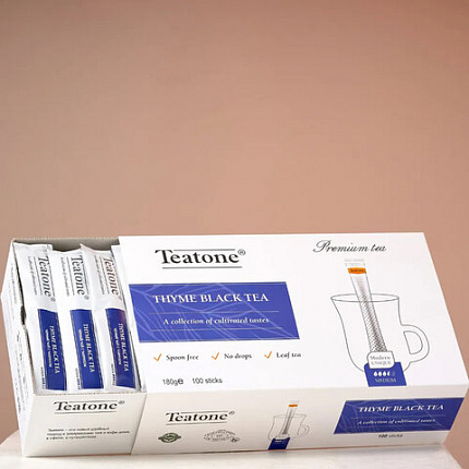 Чай TEATONE "Thyme black tea" черный с чабрецом, 100 стиков по 1,8 г, 101