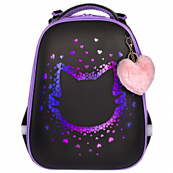 Ранец BRAUBERG SHINY, 2 отделения, с брелком, Pretty face, 38х28х14 см, 273142