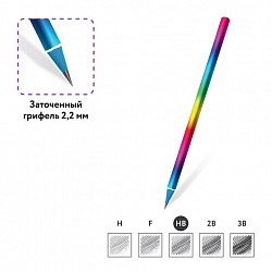 Карандаш чернографитный ЮНЛАНДИЯ "РАДУГА", 1 шт., HB, пластиковый, радужный цвет корпуса, 181786