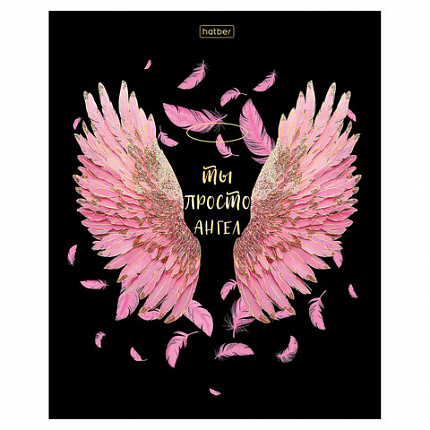 Тетрадь А5 48 л., HATBER, скоба, клетка, матовая ламинация, 3D-фольга, Крылья ангела (микс), 091164, 48Т5лофВ1