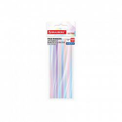 Закладки клейкие выделители текста BRAUBERG ULTRA PASTEL COLOR, 135х5мм, 160 штук (8 цветов х 20 листов), 116686