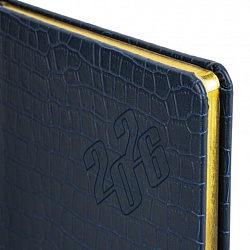 Еженедельник датированный 2026 А5 145х215 мм, BRAUBERG "Comodo", под кожу, темно-синий, 117167