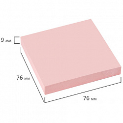 Блок самоклеящийся (стикеры) BRAUBERG, ПАСТЕЛЬНЫЙ, 76х76 мм, 100 листов, розовый, 122697