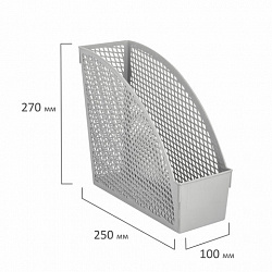 Лоток вертикальный для бумаг STAFF "Profit", 270х100х250 мм, сетчатый, полипропилен, серый, 237252