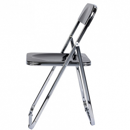 Стул складной глянцевый черный BRABIX "Style CF-015", хромированный каркас, пластик, 533248