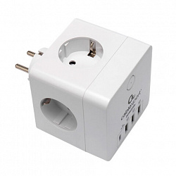 Сетевой фильтр CABLEXPERT Cube, 4 розетки, 16 А, 1 x Type-C PD, 3 х USB, белый, CUBE-4-СU3-W, CUBE-4-CU3-W