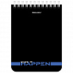 Блокнот МАЛЫЙ ФОРМАТ А6, 108х145 мм, 40 л., гребень, картон, клетка, BRAUBERG, "Black & notes", 114389