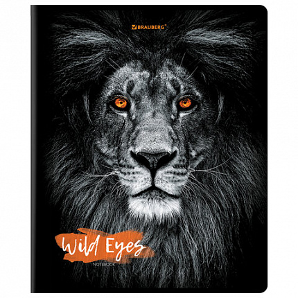 Тетрадь А5, 48 л., BRAUBERG, скоба, клетка, выборочный лак, "Wild eyes" (микс в спайке), 404343