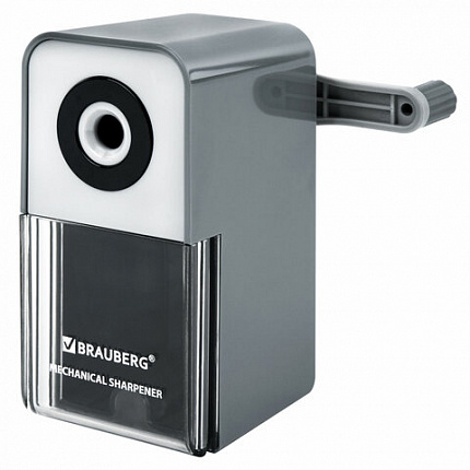Точилка механическая BRAUBERG CLASSIC, для чернографитных и цветных карандашей, корпус светло-серый, 272002