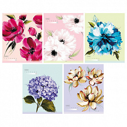 Тетрадь А5, 96 л., HATBER, скоба, клетка, тиснение, "Красочные лепестки" (микс в спайке), 093092, 96Т5тВ1