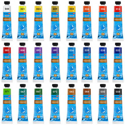 Краски масляные ВОДОРАЗБАВИМЫЕ художественные, 24 цвета по 18 мл в тубах, BRAUBERG ART PREMIERE, 192291