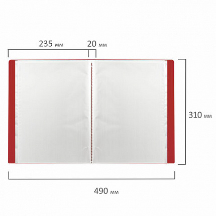 Папка 30 вкладышей BRAUBERG "Office", красная, 0,5 мм, 222630
