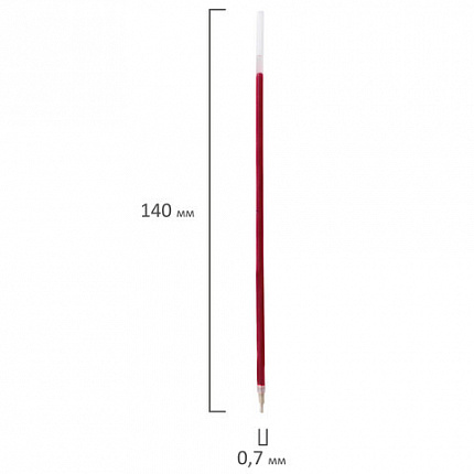 Стержень шариковый масляный BRAUBERG, 140 мм, КРАСНЫЙ, игольчатый узел 0,7 мм, линия письма 0,35 мм, 170289