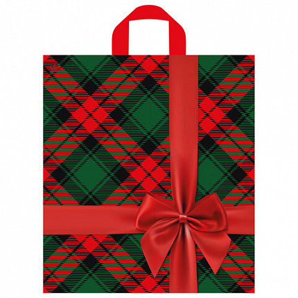 Пакет с петлевой ручкой ПВД, 44х40 см, "Бантик на красном", 75 мкм, н00232644