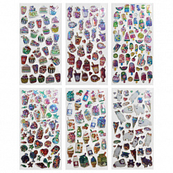 Наклейки гелевые "Любимые блестки", 17,5х9 см, ассорти 6 видов, FUNSTER (ФАНСТЕР), 666104