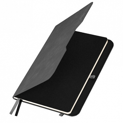 Ежедневник датированный 2026, А5, 151х213 мм, BRAUBERG "Note", под кожу, держатель для ручки, серый, 117519