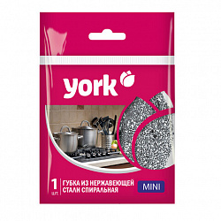 Губка (мочалка) металлическая, спиральная, 15г, МИНИ, для посуды, гриля, плиты, YORK,, 2020
