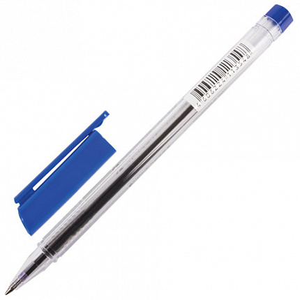 Ручка шариковая масляная BRAUBERG "Marine Classic", СИНЯЯ, трехгранная, корпус прозрачный, узел 0,7 мм, линия письма 0,5 мм, 141707
