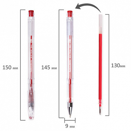Ручка гелевая BRAUBERG "EXTRA", КРАСНАЯ, корпус прозрачный, узел 0,5 мм, линия 0,35 мм, 143903