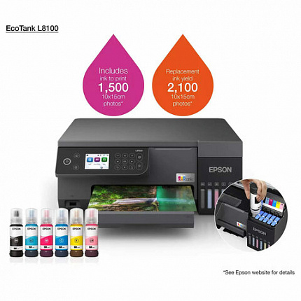 МФУ струйное EPSON L8100 "3 в 1", А4, 22 стр./мин, 5760х1440, печать на CD/DVD, Wi-Fi, СНПЧ, C11CK94402