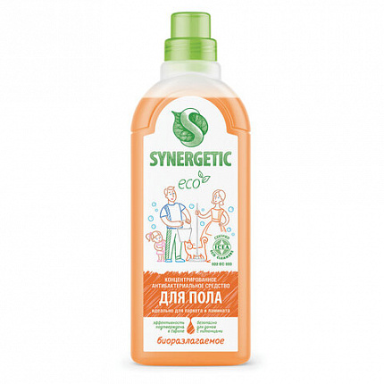 Средство для мытья пола и поверхностей 1 л SYNERGETIC, c дезинфицирующим эффектом, биоразлагаемое, 101100