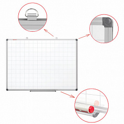 Доска магнитно-маркерная В КЛЕТКУ, 60х90 см, алюминиевая рамка, BRAUBERG "Extra", 237563