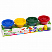 Пластилин-тесто для лепки BRAUBERG KIDS, 4 цвета, 200 г, яркие классические цвета, крышки-штампики, 106714