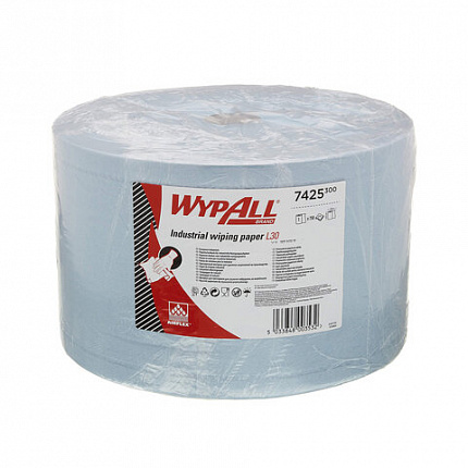 Бумага протирочная KIMBERLY-CLARK Wypall L30, 750 листов в рулоне, 23х38 см, 3-слойная, голубая, 7425