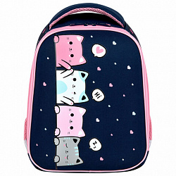 Ранец BRAUBERG KIDS START, 1 отделение, 2 кармана, "Четыре котика", 35х26х13 см, 273150