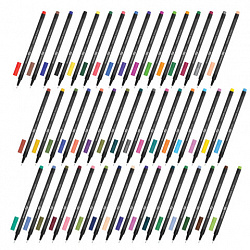 Ручки капиллярные (линеры), 48 ЦВЕТОВ, BRAUBERG ART "Classic", трехгранные, металлический наконечник, линия письма 0,4 мм, 144149