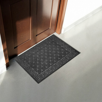 Коврик придверный 40х60 см, СЕРЫЙ, грязезащитный, 430 г/м2, фактурный рисунок ЧЕШУЙКИ, ЛЮБАША, 701058