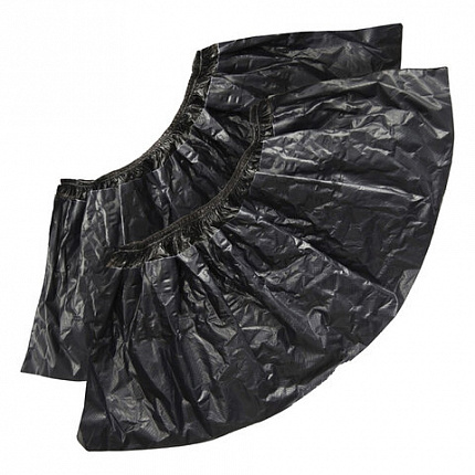 Бахилы двойные, КОМПЛЕКТ 500 шт. (250 пар), STRONG, 39х14 см, 100 мкм, 10 г, черные, ELEGREEN, ЭГЦЧ-100/Н20