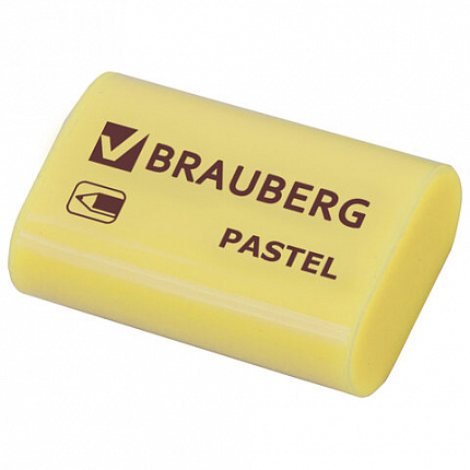 Ластик BRAUBERG "Pastel", 37х24х11мм, ассорти пастельных цветов, экологичный ПВХ, 229582