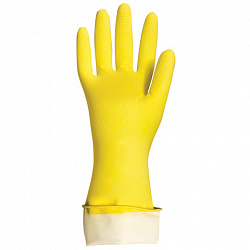 Перчатки МНОГОРАЗОВЫЕ латексные LAIMA "ПРЕМИУМ", хлопчатобумажное напыление, СВЕРХПЛОТНЫЕ, размер 7-8, M (средний), желтые, вес 60 г, 600571
