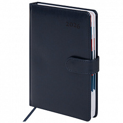 Ежедневник датированный 2026 А5 148х218 мм, GALANT "Ritter", под кожу, темно-синий, 117492