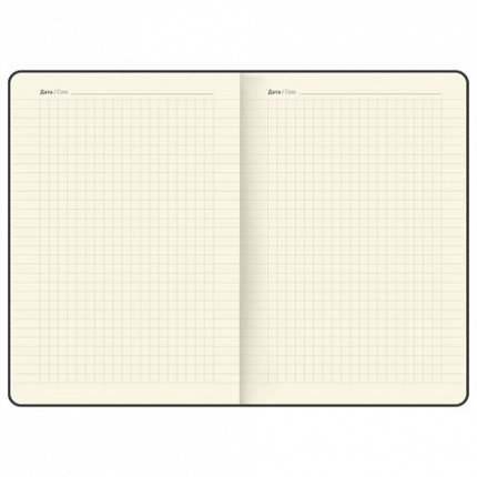 Блокнот B6 130x184мм BRAUBERG "Stellar", под кожу, 80 листов, фольга, резинка, клетка, черный, 118652