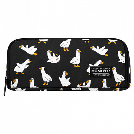 Пенал-органайзер BRAUBERG, 2 откидные планки, полиэстер, 23x9х7 см, "Geese print", 274610