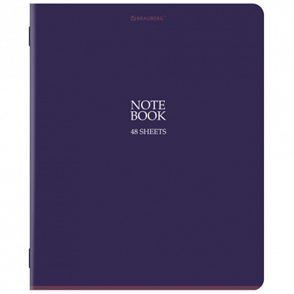 Тетрадь А5, 48 л., BRAUBERG, скоба, клетка, SoftTouch, "NoteBookMono", (микс в спайке), 405325