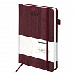 Ежедневник датированный 2026 А5 138x213 мм, BRAUBERG "Wood", под кожу, держатель для ручки, бордо, 117107