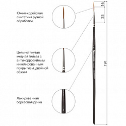 Кисть художественная проф. BRAUBERG ART CLASSIC, синтетика мягкая, лайнер, № 1, короткая ручка, 200638