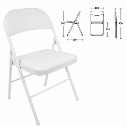 Стул складной BRABIX "Golf Plus CF-003 КОМФОРТ", белый каркас, кожзам белый, 532888