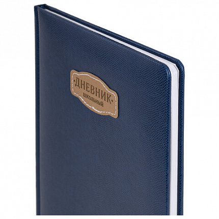 Дневник 1-11 класс 48 л., кожзам (твердая с поролоном), нашивка, BRAUBERG IGUANA, синий, 107226