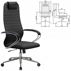 Кресло офисное МЕТТА "SU-B-10" хром, ткань-сетка, сиденье и спинка мягкие, черное